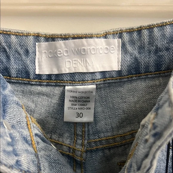 Naked Wardrobe Blue Distressed Jean Shorts - Picture 5 of 7